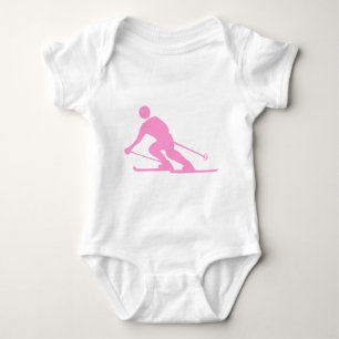 Skiing - Pink Baby Bodysuit