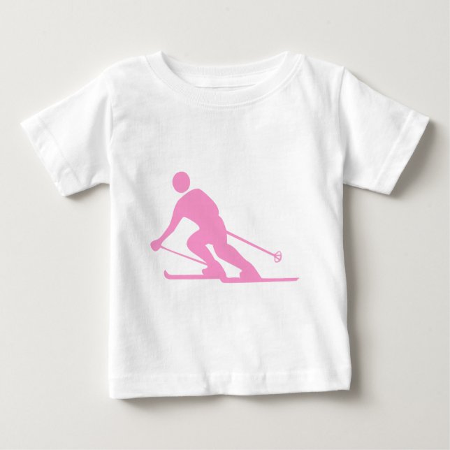 Skiing - Pink Baby T-Shirt (Front)