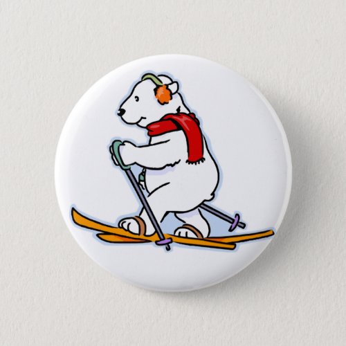 Skiing Polar Bear Button