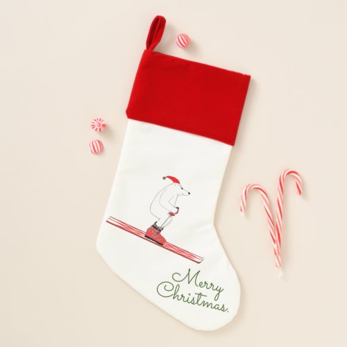 Skiing Polar Bear Christmas Stocking