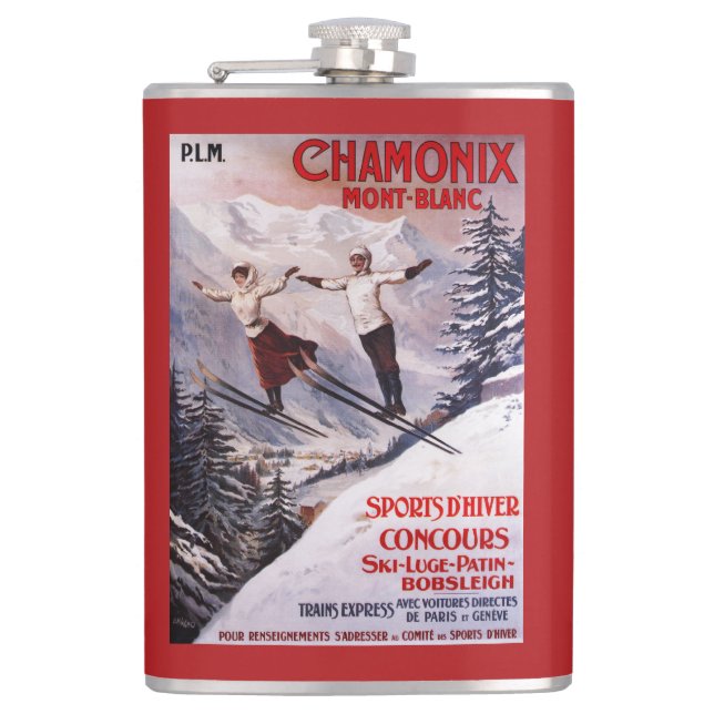 Skiing Promotional Poster Flask (Front)