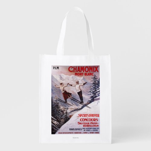 Skiing Promotional Poster Grocery Bag