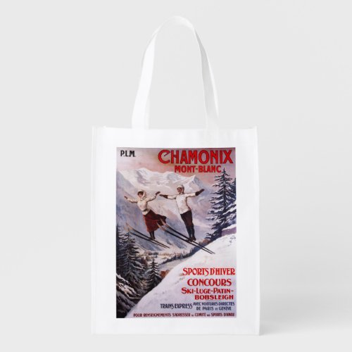 Skiing Promotional Poster Reusable Grocery Bag
