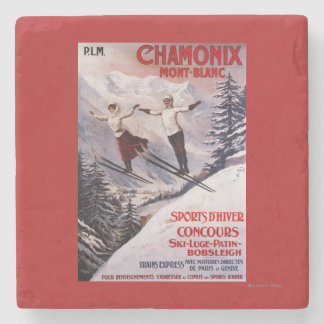 Skiing Promotional Poster Stone Coaster