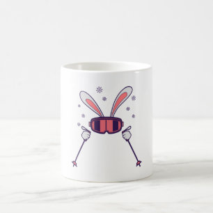 Skiing Rabbit with ski poles and ski goggles Coffee Mug