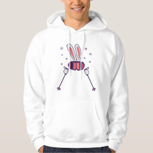 Skiing Rabbit with ski poles and ski goggles Hoodie