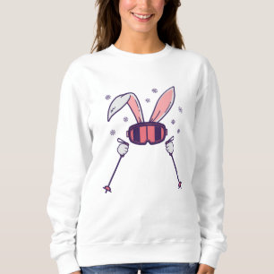 Skiing Rabbit with ski poles and ski goggles Sweatshirt
