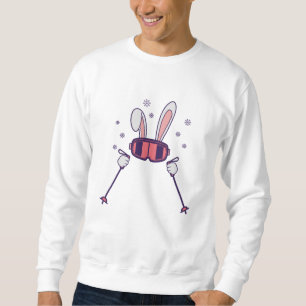 Skiing Rabbit with ski poles and ski goggles Sweatshirt