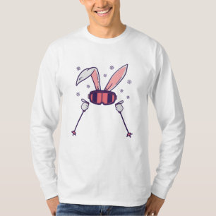 Skiing Rabbit with ski poles and ski goggles T-Shirt