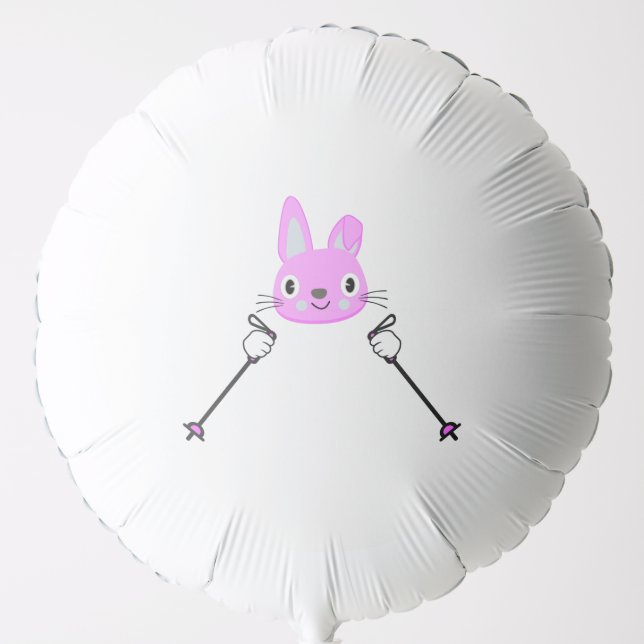 Skiing Rabbit with ski poles Balloon (Front)