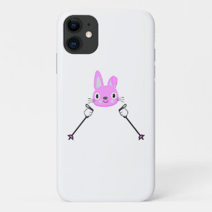 Skiing Rabbit with ski poles iPhone 11 Case
