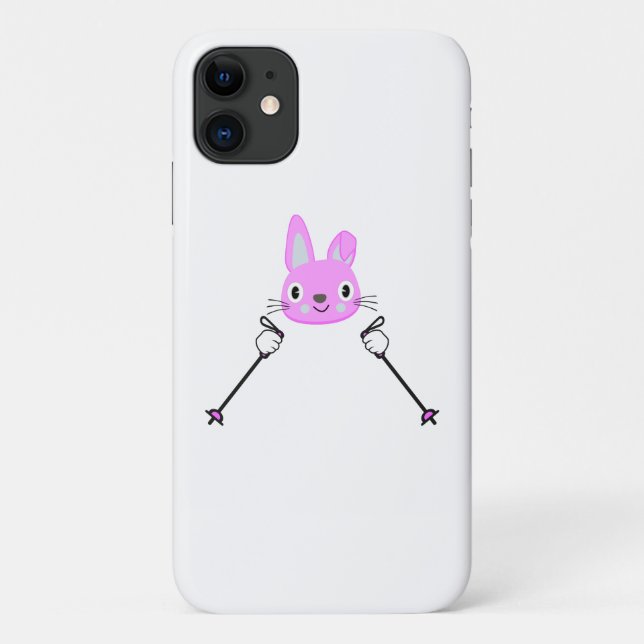 Skiing Rabbit with ski poles Case-Mate iPhone Case (Back)