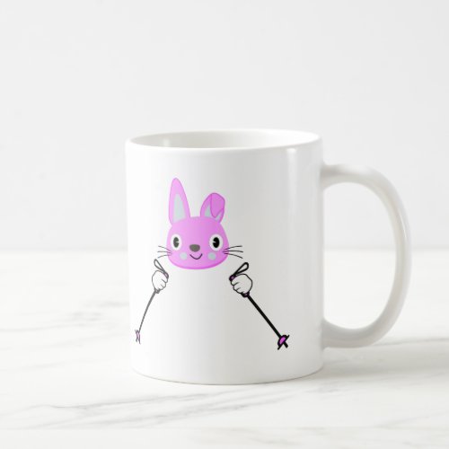 Skiing Rabbit with ski poles Coffee Mug