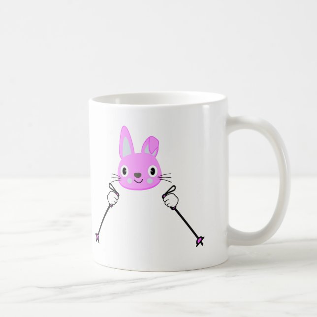 Skiing Rabbit with ski poles Coffee Mug (Right)