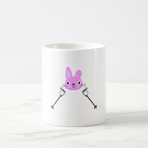 Skiing Rabbit with ski poles Coffee Mug