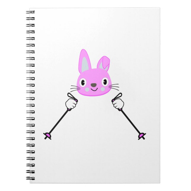Skiing Rabbit with ski poles Notebook (Front)