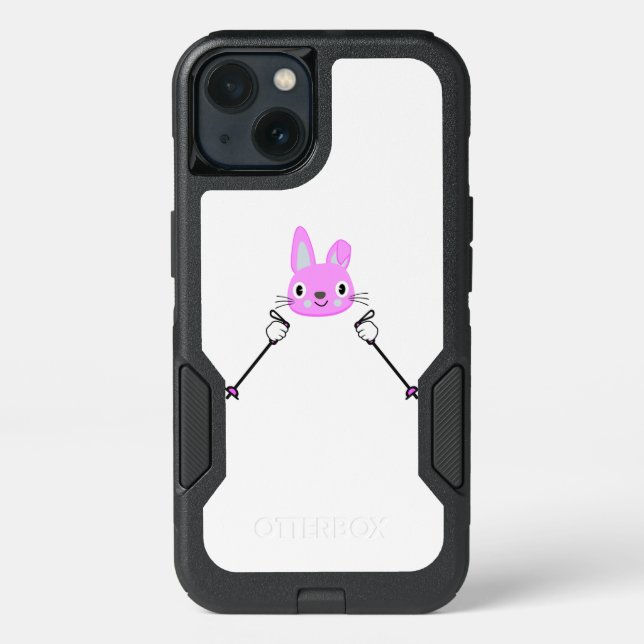 Skiing Rabbit with ski poles Otterbox iPhone Case (Back)