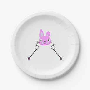 Skiing Rabbit with ski poles Paper Plates