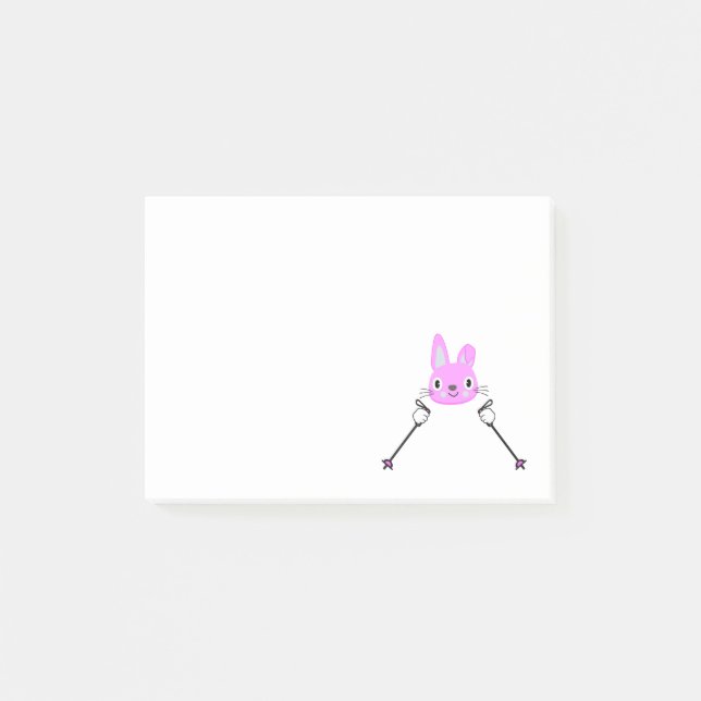 Skiing Rabbit with ski poles Post-it Notes (Front)