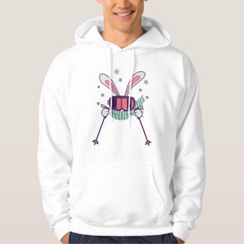 Skiing Rabbit with ski poles ski goggles and scarf Hoodie