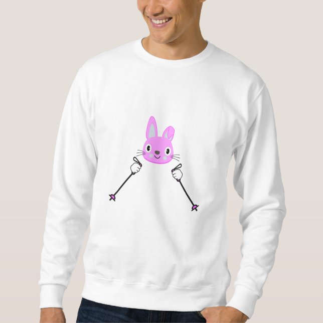 Skiing Rabbit with ski poles Sweatshirt (Front)