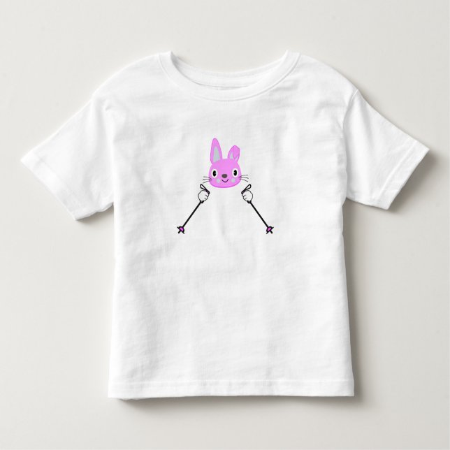 Skiing Rabbit with ski poles Toddler T-shirt (Front)