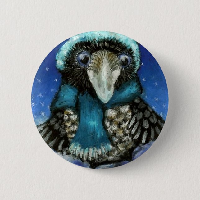 Skiing raven button (Front)