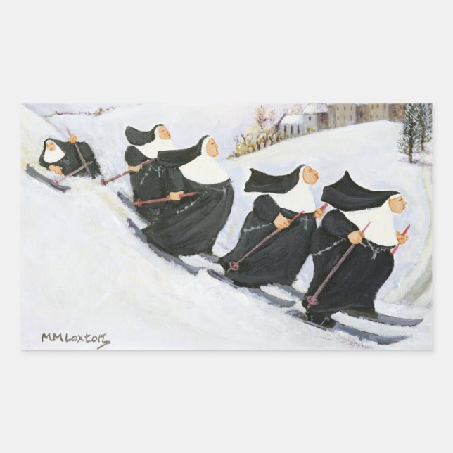 Skiing Rectangular Sticker (Front)