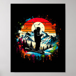 Skiing Rider Retro Vintage Style Ski Cool Winter S Poster