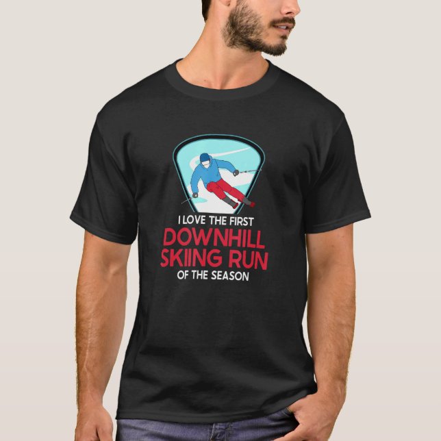 Skiing Run Sports Ski Skier Snowboard Winter Games T-Shirt (Front)