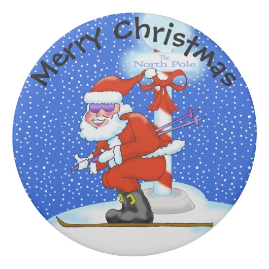 Skiing Santa at the North Pole Eraser (Front)