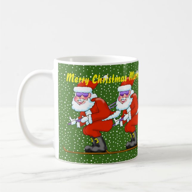 Skiing Santa Christmas Mug (Left)