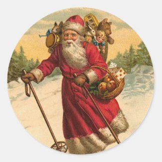 Skiing Santa Christmas sticker