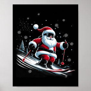 Skiing Santa Claus Christmas Ski Winter Sport X-ma Poster