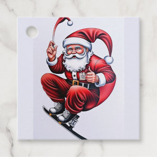 Skiing Santa Claus Favor Tags