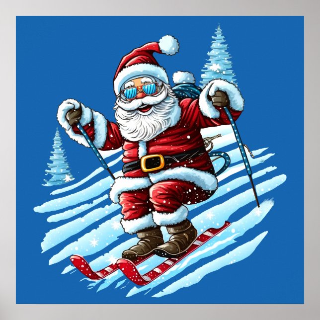 Skiing Santa Poster (Front)