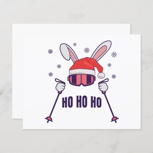 Skiing Santa Rabbit with Santa Hat and ski poles S (Front/Back)