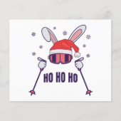 Skiing Santa Rabbit with Santa Hat and ski poles S (Front)