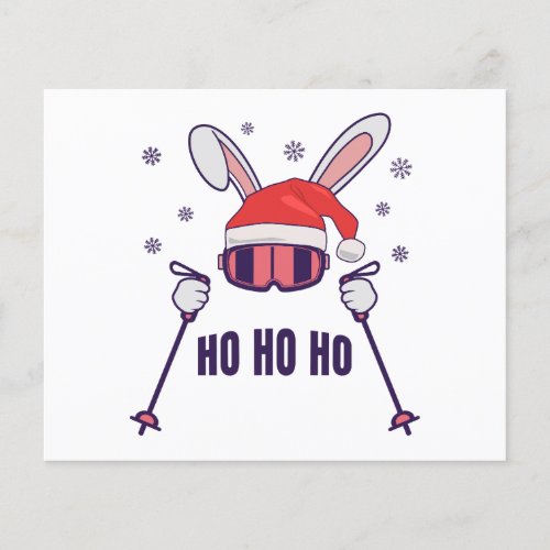 Skiing Santa Rabbit with Santa Hat and ski poles S