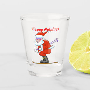 Skiing Santa Shot Glass