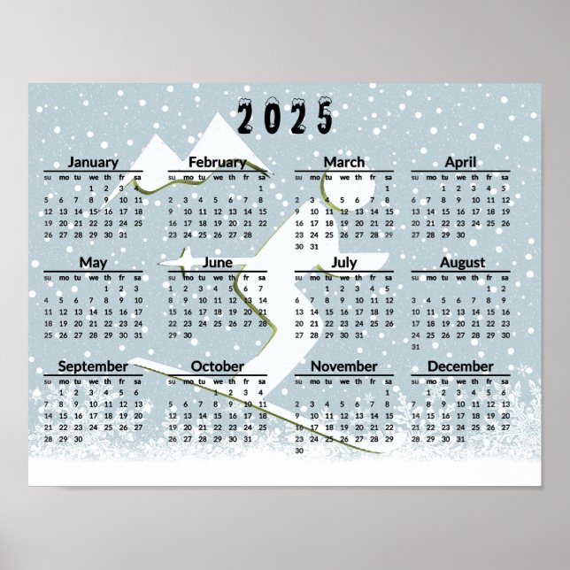 Skiing Scene 2025 Calendar  Poster (Front)