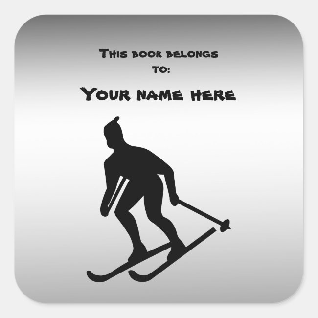 Skiing Silver Bookplate