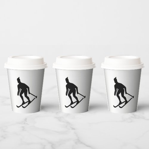 Skiing Silver Set of Paper Cups