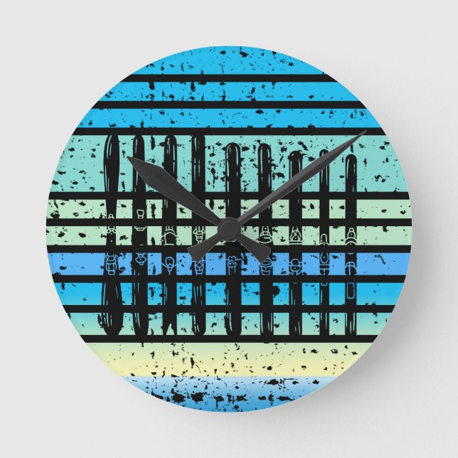 Skiing - Ski Boards Collection Funny Skiing Round Clock (Front)