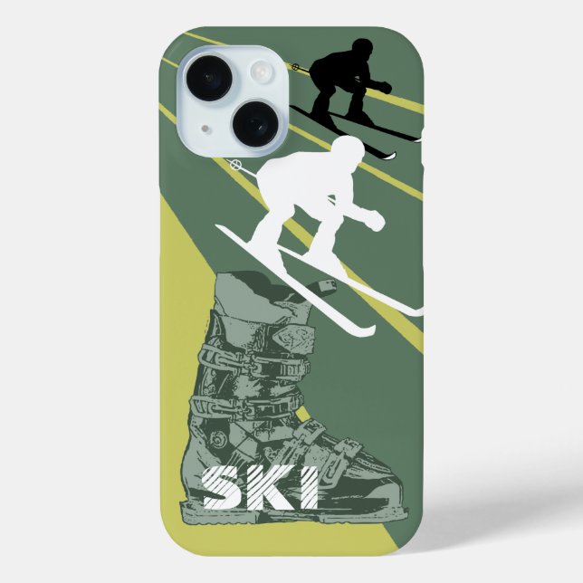 Skiing Ski Boot Army Green iPhone Case (Back)