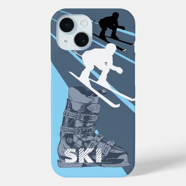 Skiing Ski Boot Blue iPhone Case (Back)