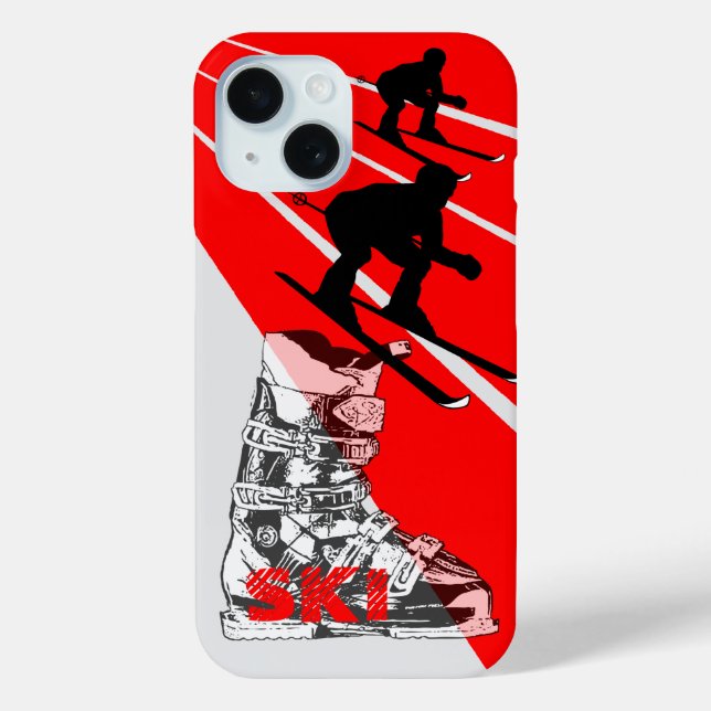 Skiing Ski Boot Red iPhone Case (Back)