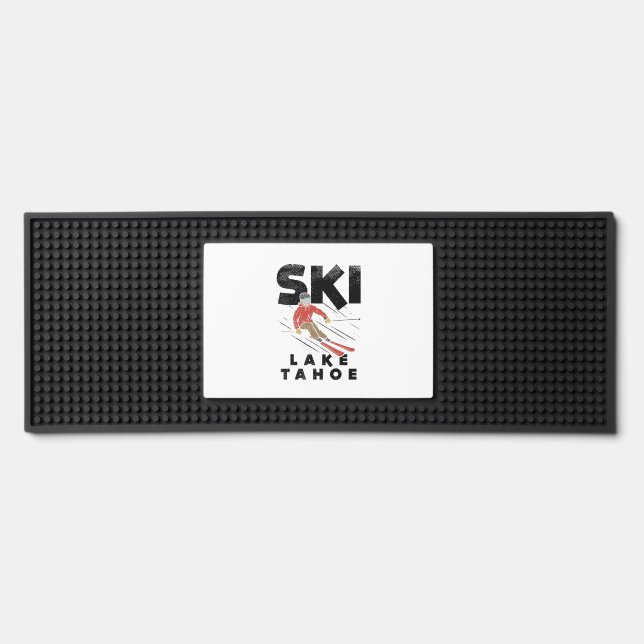 Skiing - Ski Lake Tahoe Bar Mat (Front)