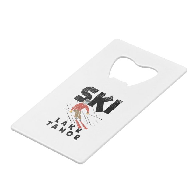 Skiing - Ski Lake Tahoe Credit Card Bottle Opener (Front Angled)
