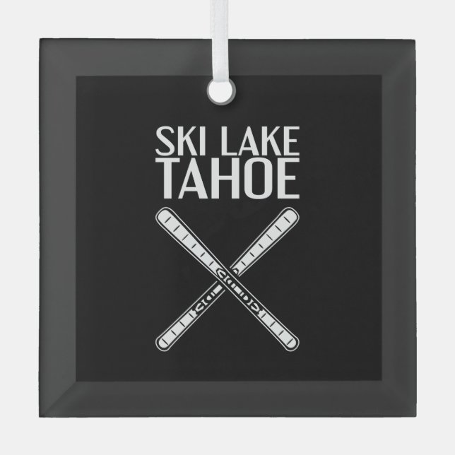 Skiing - Ski Lake Tahoe Glass Ornament (Front)